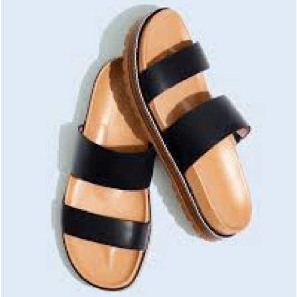 Madewell Shoes - Madewell The Charley Double-Strap Slide Sandal Black Platform Neutral Summer 9.5